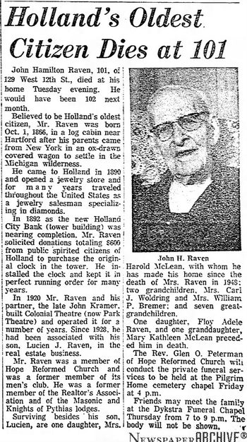 Sept 1968 former operator passes away Park Theatre, Holland